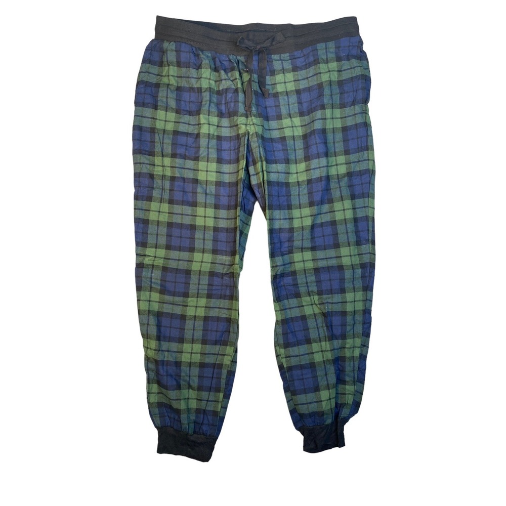 Stars Above Womens Pull On Tapered‎ Green Blue Plaid Lounge Pants Size XL